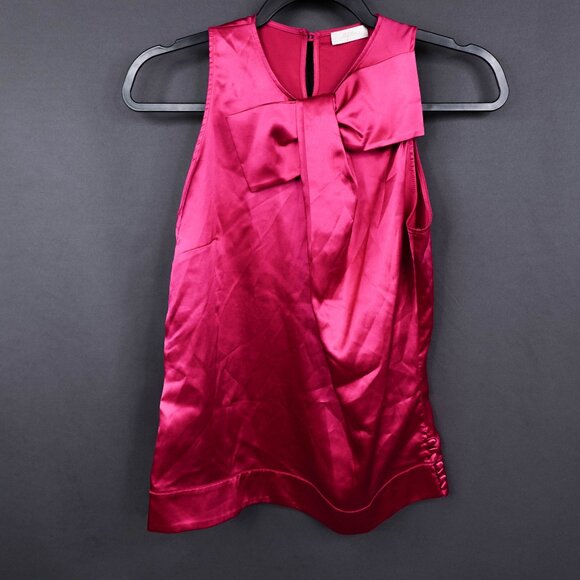 Womens Top 38 US 6 Pink Satin Retro Glam Draped Bow Loud Luxury Statement Y2K - Picture 1 of 11